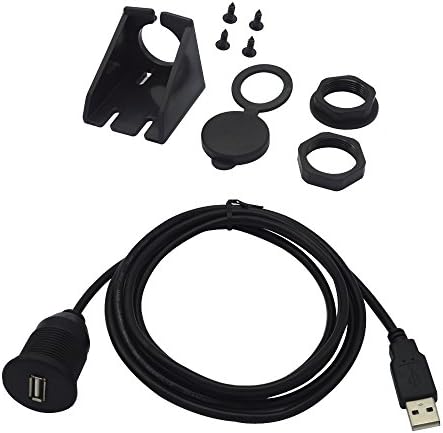6FT Car Dashboard Mount USB Male to USB Female Extension Waterproof Flush Cable Kit With Mounting Panel (2M)