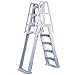 Vinyl Works SLA A-Frame 48 to 56 Inch Adjustable Above Ground Swimming Pool Ladder Entry System with Slide Lock Barrier and Handrails, White