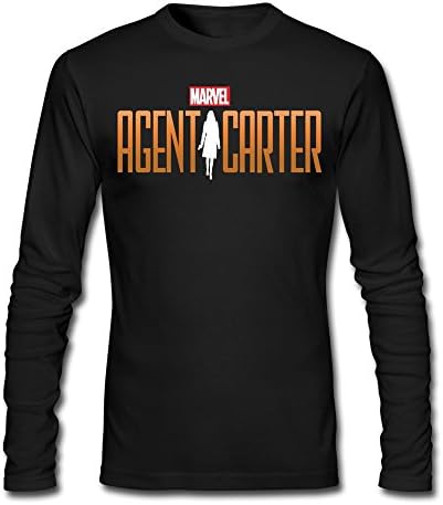 Men's Agent Carter Classic Simpol Word Logo Tshirts Long Sleeve Black
