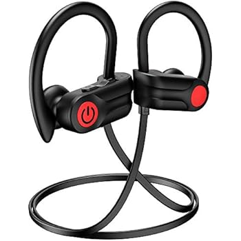 Bluetooth Headphones, 12Hrs & Bluetooth 5.0 Wireless Sport Earphones, IPX7 Waterproof Running Headphones w/CVC 6.0 Noise Cancelling Mic, for Running, Gym, Black