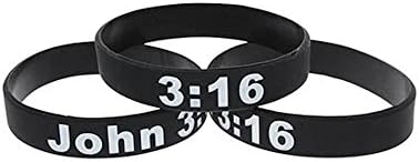 John 3:16 Christian Silicone Bracelets Black (Pkg of 12)