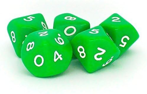 Big Cherry Dice, 5x Green D10 Die, 10 Sided Dice