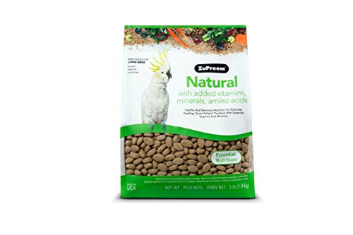 ZuPreem Natural Bird Food Smart Pellets for Large Birds | Made in USA, Essential Vitamins, Minerals, Amino Acids for Amazons, Macaws, Cockatoos