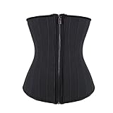 Lover-Beauty Women's Black Latex Underbust Steel Boned Zipper Waist Trainer