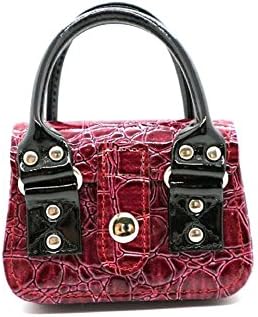 Woman's Fashion Leather Mini Tote Bag Key Chain Tiny Bag Ornament (Violet)