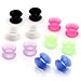 PiercingJ 12pcs Ultra Thin Silicone Double Flared Flexible Tunnel Ear Stretching Plug Gauge - 6 Pairs