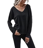 Zeagoo Women's Deep V Neck Long Sleeve Unique Cross-Front Wrap Sexy Slim Fit Fashion Tops