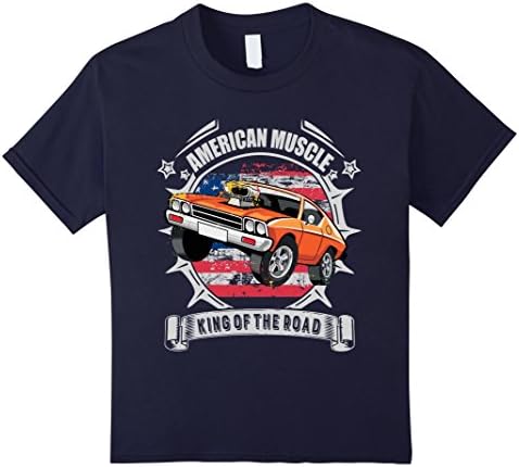 unisex-child American Muscle Car Tee Shirt - Vehicle, Racing, Automobiles 6 Navy