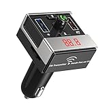 Wireless FM Transmitter , Rapidtronic Car Kit bundle with 3.5mm Audio Plug Bluetooth Radio Stereo Music Modulator Car Charger Adapter Audio Receiver USB Charger Hands Free Calling for Smart Phones