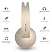 On Ear Headphones with Mic, Jelly Comb Foldable Corded Headphones Wired Headsets with Microphone, Volume Control for Cell Phone, Tablet, PC, Laptop, MP3/4, Video Game (White & Gold)