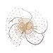 Urban CoCo Women's Feather Beads Net and Veil Fascinator Hair Clip Hat for Cocktail Party (Rice)