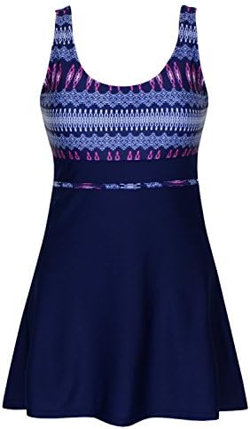 DANIFY Women's Plus Size Swimsuits Slimming Tummy Control Swimdress Retro Skirt Swimming Suit