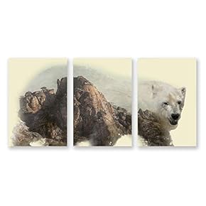 3 Panel Canvas Wall Art Animal with Mountain Pictures Home Wall Decorations for Bedroom Living Room Paintings Canvas Prints Framed - 16"x24" x 3 Panels
