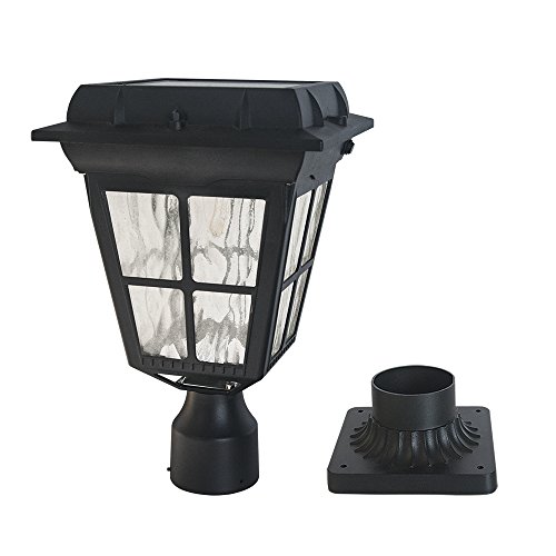 Kemeco ST4310AQ 6 LED PIR Motion Sensor Solar Post Light with Cast Aluminum 3-Inch Fitter Base for Outdoor Garden Post Pole Mount