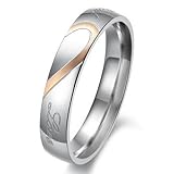 Women - Size 9 - KONOV Mens Womens Heart Stainless Steel Promise Ring Couples Wedding Bands