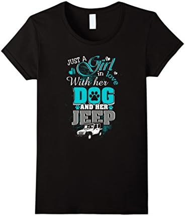 Womens Just A Girl With Her Dog And her Jeep t shirt XL Black
