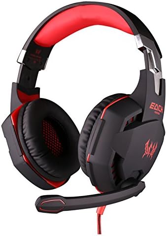 GOLDENZC G2100 Black Red Vibration Function Professional Gaming Headphone Games Headset with Mic Stereo Bass LED Light for PC Gamer