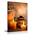 wall26 Canvas Print Wall Art Massage Stones with Atmospheric Candles Floral Nature Photography Realism Zen Scenic Relax/Calm Multicolor for Living Room, Bedroom, Bathroom, Office - 12
