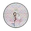Round Area Rug Non-Slip Large Circle Rugs for Living Room Bedroom Beautiful Modern Microfiber Soft Carpet Machine Washable Floor Mat Home Decor 3-Feet Diameter (Mermaid Unicorn)
