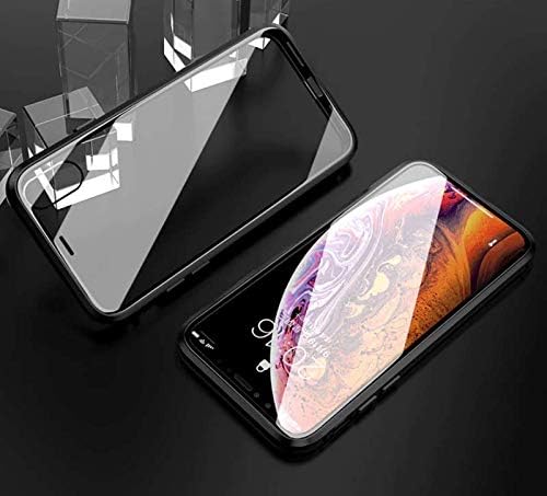KNS IMPEX Magnetic Adsorption Phone Case Compatible with iPhone XR - [Anti-Scratch] [Full Protection] Metal Frame Back Cover, Support Wireless Charge : Black Colour