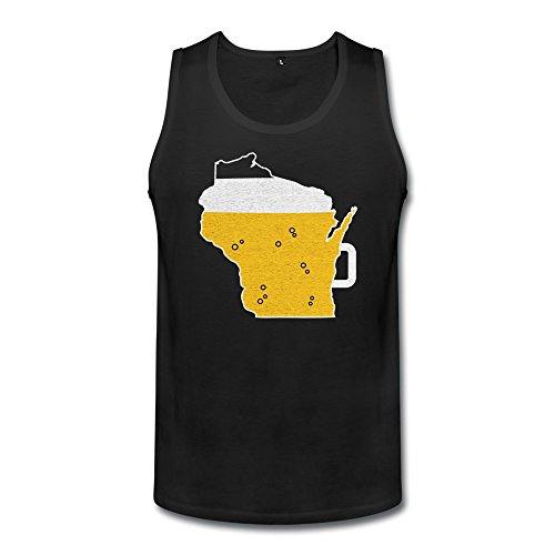 KHEN Funny Wisconsin State Map Beer Appearance Tank Top Man Black