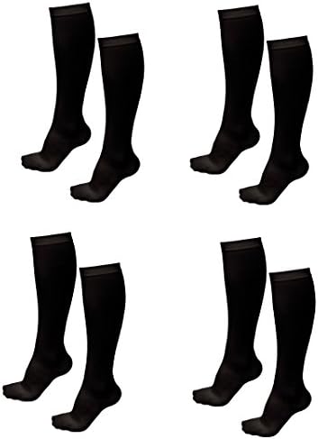 4 Pairs TASOM Compression Socks Over the Calf Below Knee Sock Stockings For Men Woman Foot Feet Ankle Heel Pain Ache Swelling Relief - 4 Pairs Black