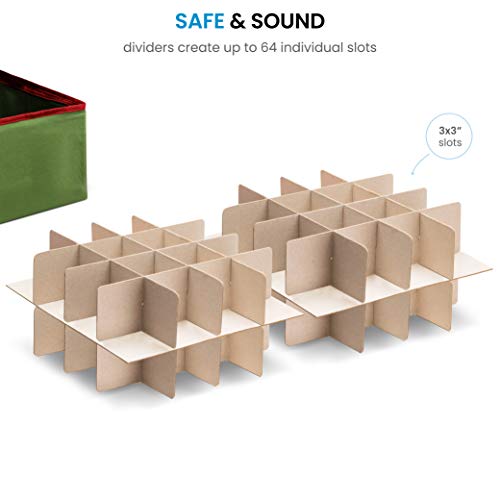 image for ZOBER Underbed Christmas Ornament Storage Box Zippered Closure - Store