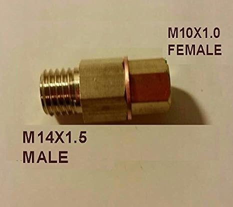 Stainless Steel Metric Reducer Fitting – M14x1.5 Female To M10x1.0 Male Adapter