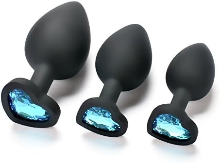 MHTT Smooth 3PCS Silicone Plug Anales Beads Shaped Jewelry Birth Stone Design Massage Toy Role Playing Buttt Cosplay Kits (Blue)