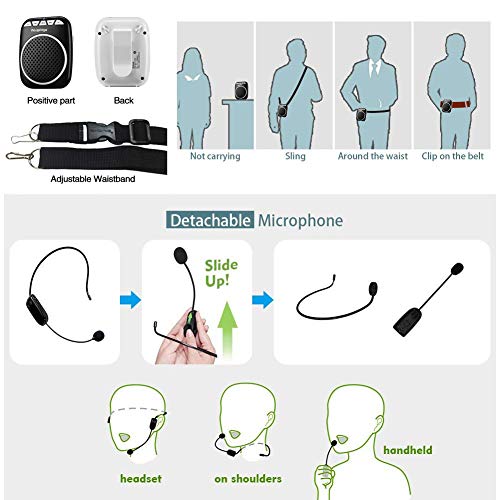 WinBridge Wireless Voice Amplifier WB711 Microphone with Speaker Amplifier for Voice Personal Instrument Microphones Systems Wireless for Tour Guide Teachers Coaches Classroom Elderly Etc - Thumbnail 6