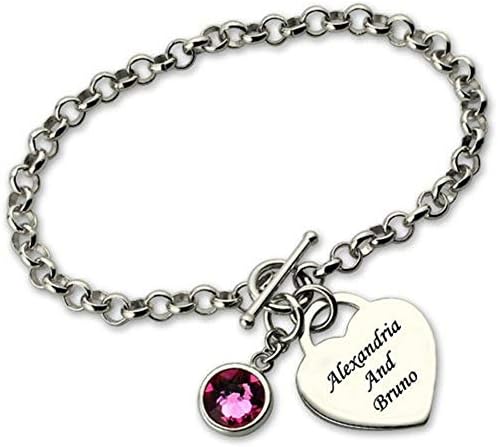 ProDIgal Custom Name Jewellery Bracelet with Birthstone Pendant - A Special Present for Your Daughter Girlfriend or Mom