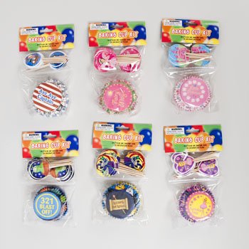 Click Here to See More Images BAKING CUP KIT 3EA BOY/GIRL ON 12PC MDSG STP/24-2IN CUPS W/PKS, Case Pack of 48