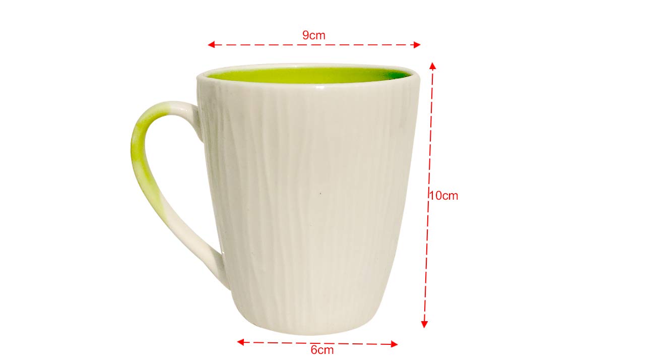 Buy Upc Green Colored Inside Embossed Milk Mug Big Size Cup 300 Ml Capacity Made Of Fine Bone China Light Translucent Tableware Kitchenware Homeware Set Of 2 Cups Online At Low Prices In India