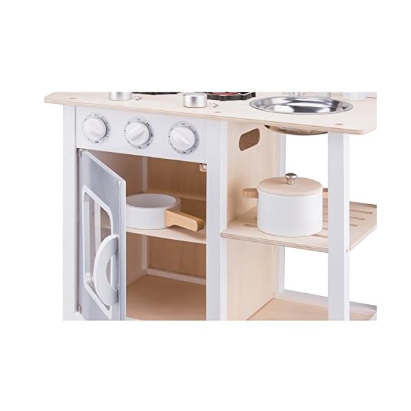 New Classic Toys - 11053 - Kinderrollenspiele - Hölzern Kinderküche Bon Appétit - Weis/Silver - Einschließlich Zubehör – Bild 7