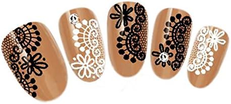 Nicedeco Beautiful & Fun & Colorful & Fashion Nail Stickers/Tattoo/Decal Water Transfer Stickers Classical Black & White Floral