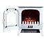 3G Plus Free Standing Electric Fireplace Portable Heater Log Fuel Effect Realistic Flames Mini Stove, 1500W - White