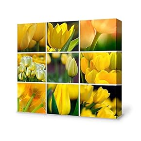 Canvas Wall Art Tulip Flower Canvas Painting Wall Poster Decor for Living Room Wooden Framed Home Decorations - 12x12 inches