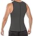 HEROSKY Mens Zip Tank Top Sport Waist Training Corsets Vest Sweat Reversible,Grey-Black,Large / US Size 6-8