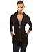PattyBoutik Women's Collar Pockets Casual Zip Jacket (Black S)