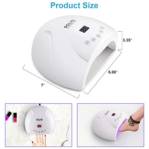 image for SOLVE 48W Nail Lamp, Portable LED UV Nail Light Nail Dryer with 4 Time