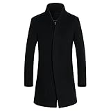 DAVID.ANN Men's Wool French Coat Slim Fit Long Jacket Overcoat