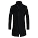 David.Ann Men's Wool French Coat Slim Fit Long Jacket Single Breasted Overcoat