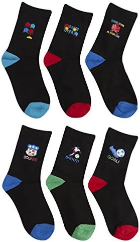 6 Pair Childrens Kids Boys Football Rubber Print Socks Cotton Video Game