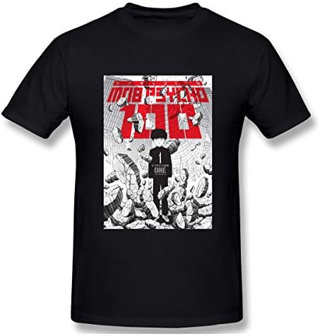 Jamessmo Graphic Short Sleeve Mob Psycho 100 Mens Super Black T-Shirts