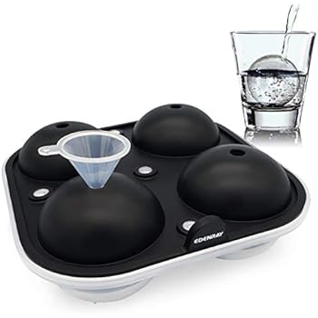 Large Sphere Ice Cube Trays Silicone with Lids - Bourbon Whiskey Ice Ball Maker - Makes 2.5 Inch Round Ball Ice Cubes for Scotch (Multi)