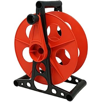 Woods E103 E-103 Wheel, Holds Up to 150 16/3 Extension 125 Feet of 14/3 Gauge Cord, Holiday, Rope, Hose Reel Storage and Light Wire, Heavy Duty Plastic, red and black