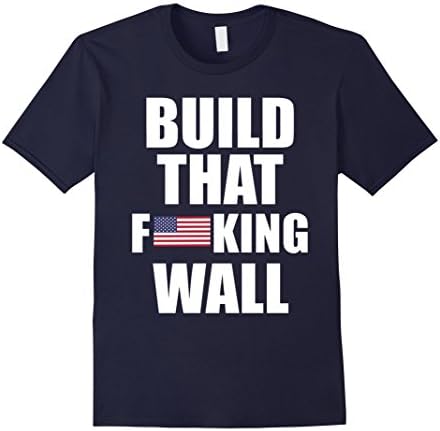 Men's Build The Wall Donald Trump Rally T-Shirt Medium Navy