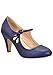 Chase and Chloe Kimmy-21 Mary Jane Teardrop Cutout T-Strap Pump Heel (6.5 M US, Blue)