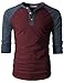 H2H Men's Color Blocked Raglan 3/4 Sleeve Baseball Jersey Knit Shirt WINENAVY US L/Asia XL (CMTTS0174)