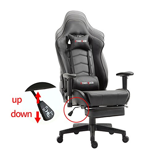 Storm-Racer-da-ufficio-relax-con-sedile-sportivo-Larga-Sedia-ergonomiche-da-alta-sportiva-con-supporto-lombare-e-poggiapiedi-regolabile-nero